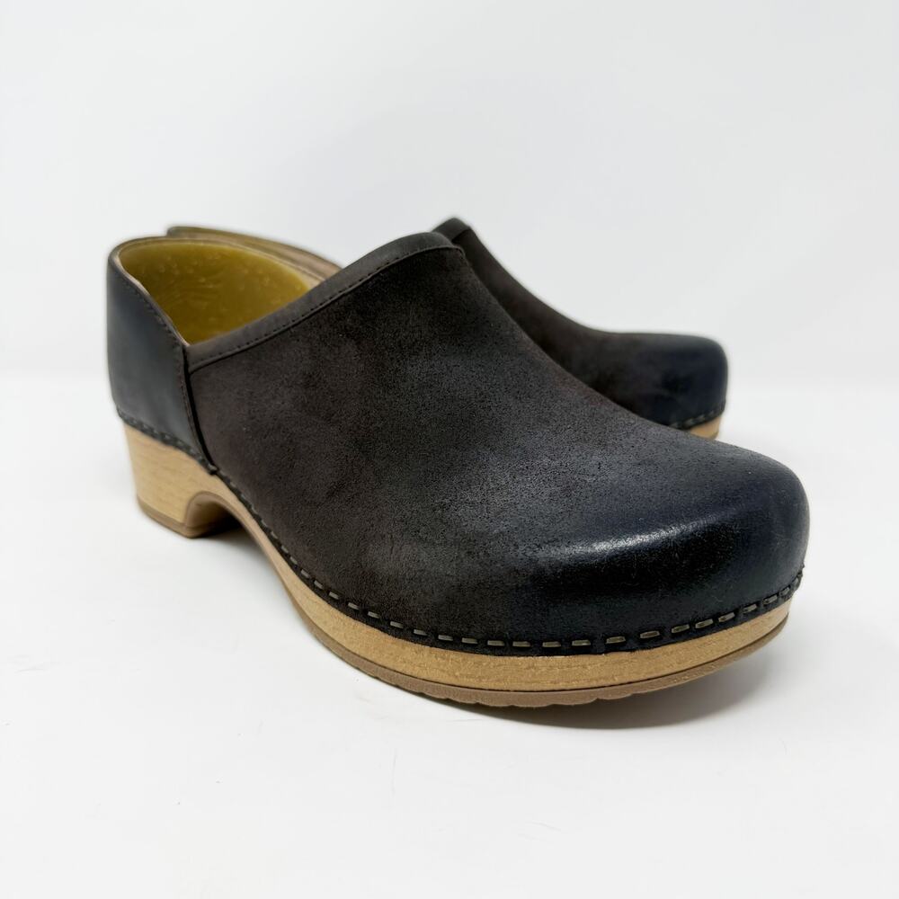Dansko Dark Brown Leather Closed Back Clogs Women's Size EU 37/US 6.5-7 Slip On